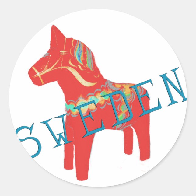 Geschenke und Grüße des schwedischen Dala Horses Runder Aufkleber (Vorderseite)