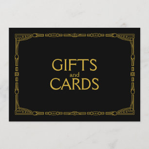 "Geschenke und Karten" Gold Art Deco Stil Hochzeit Einladung