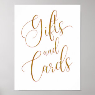 Geschenke und Karten Gold Glitter Schrift Text Poster