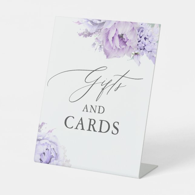 Geschenke und Karten Lila Blumenzehen Sockelschild (Vorderseite)