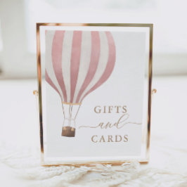 Geschenke und Karten Pink Hot Air Ballon Babydusch Poster