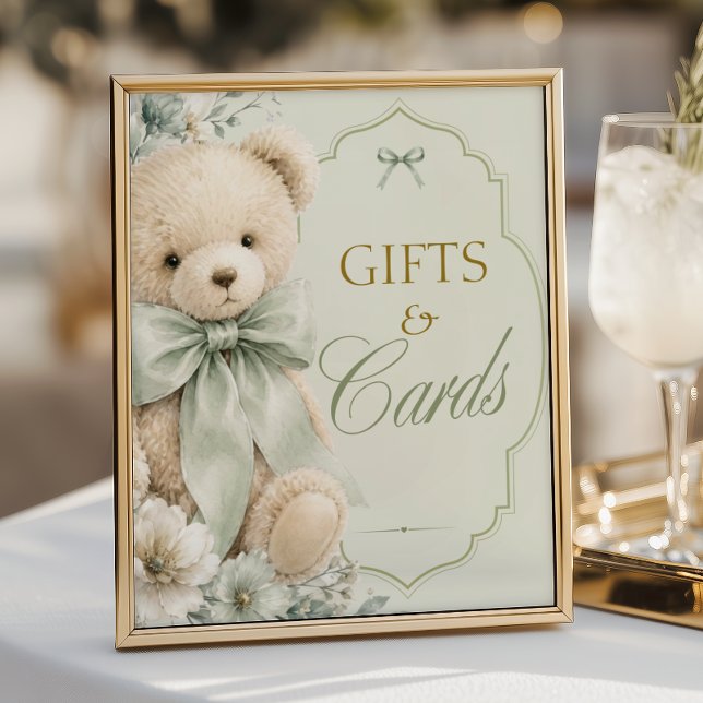 Geschenke und Karten Schild Salbei Grün Teddy  (Von Creator hochgeladen)