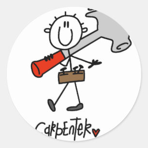 Geschenke und Strichmännchen für Handwerker Runder Aufkleber