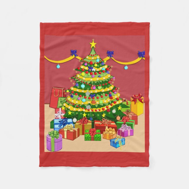 Geschenke unter dem Weihnachtsbaum Fleecedecke (Vorderseite)