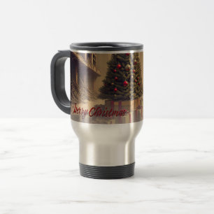Geschenke unter einem Baum in einer toxischen apok Reisebecher