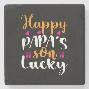 Geschenke Vater Happy Papas Sohn Lucky Steinuntersetzer