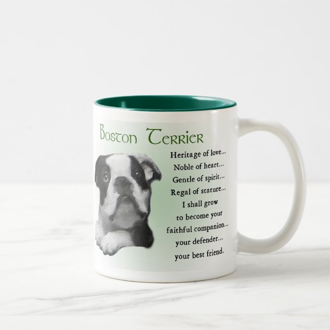 Geschenke von Boston Terrier Zweifarbige Tasse (Rechts)