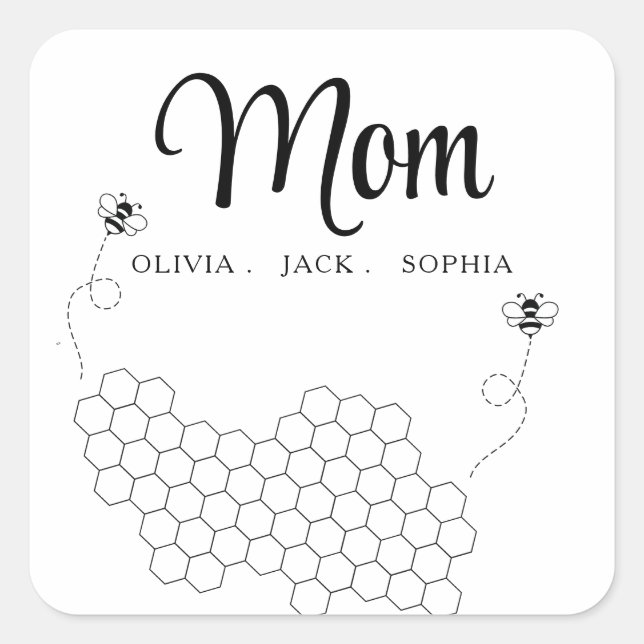 Geschenke von Kindernamensbiene Quadratischer Aufkleber (Vorderseite)