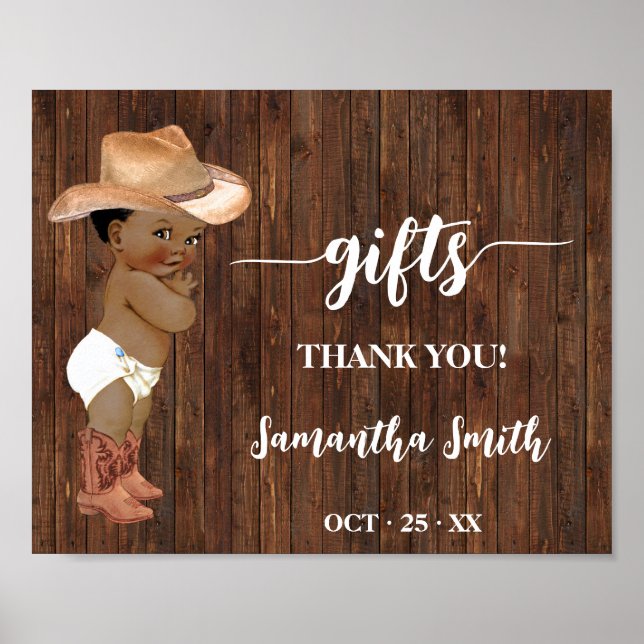 Geschenke Western Kleine OM Cowboy Baby Duschschil Poster (Vorne)