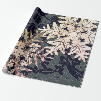 GESCHENKE WRAPPING LACE UND SCHNEELAKEN IN BLAU GESCHENKPAPIER