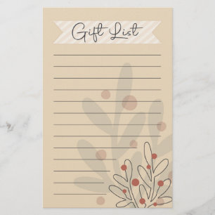 Geschenkeliste, saisonale Weihnachtsmistel Briefpapier