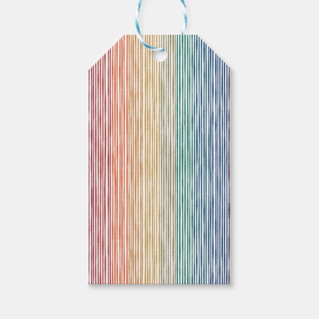 Geschenkenke Wasserfarben-Regenbogenstreifen Geschenkanhänger (Vorderseite)