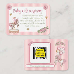 Geschenkeregister Rosa Karussellpferd Begleitkarte