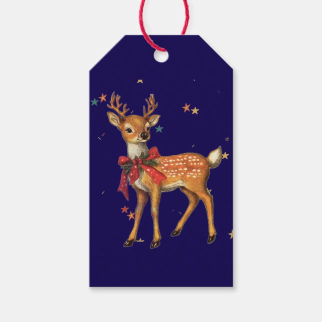 GESCHENKETIKETT WEIHNACHTSHIRSCH GESCHENKANHÄNGER (Vorderseite)