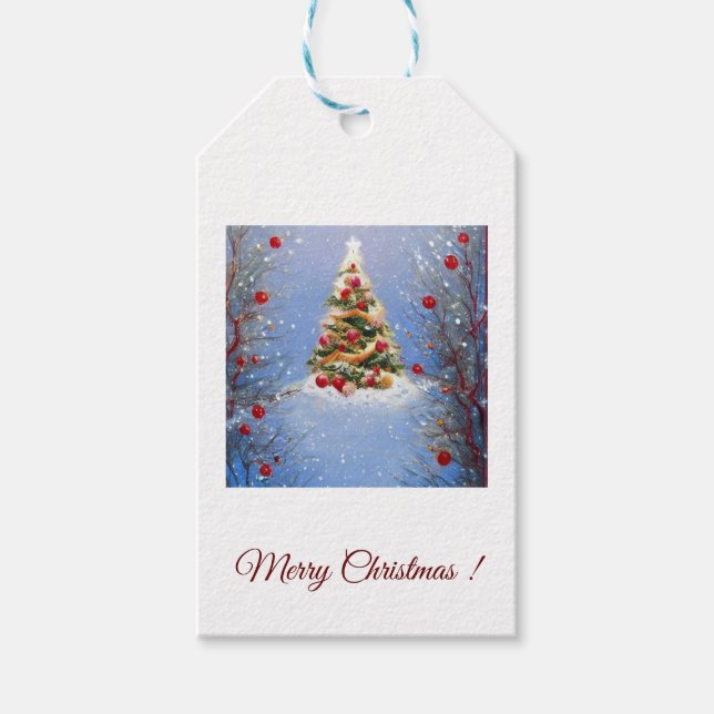 Geschenketiketten Dekorierter Weihnachtsbaum Geschenkanhänger (Vorderseite)