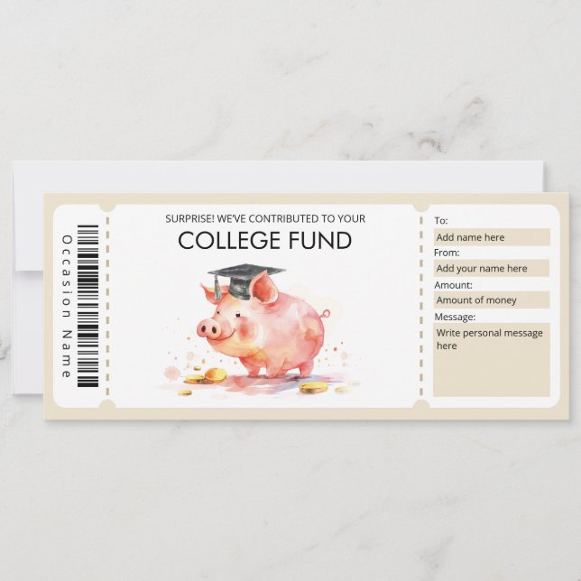 Geschenkgutachten für Unis, Einsparungen bei der U Einladung (Vorderseite)