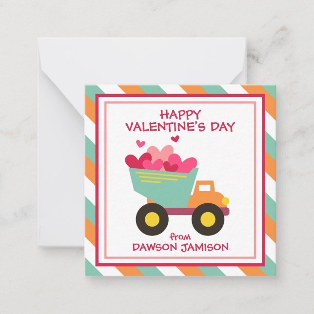 Geschenkgutkarten für gestreifte Dump Truck Mitteilungskarte (Vorderseite)