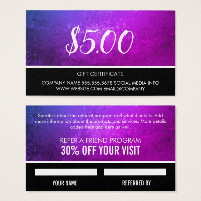 Geschenkgutschein (Vorne & Hinten)