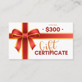 Geschenkgutschein $300 visitenkarte