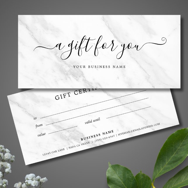 Geschenkgutschein aus weißem Marmor (White Marble Gift Certificate)