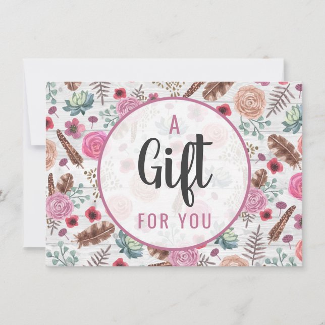 Geschenkgutschein Boho Chic Rustic Feather Arrow (Vorderseite)