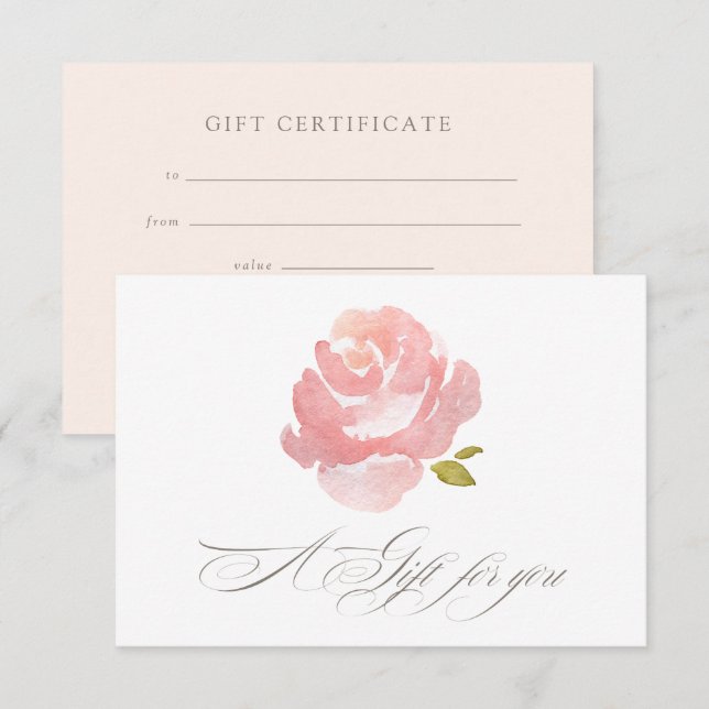 Geschenkgutschein "Chic Watercolor Blush Rosa" Einladung (Vorne/Hinten)