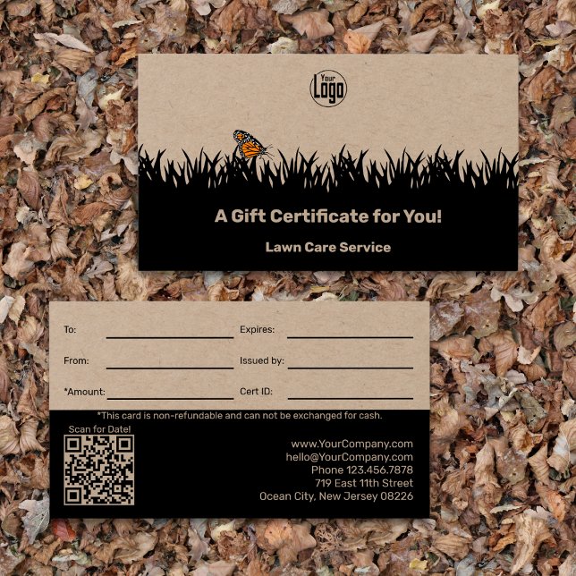 Geschenkgutschein des Garden Maintenance Service (Garden Maintenance Service Gift Certificate - Khaki & Black)