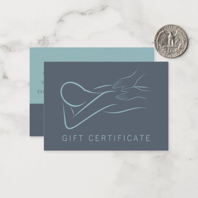 Geschenkgutschein des Massagetherapeuten mit Umsch Mitteilungskarte (Vorderseite/Rückseite Beispiel)