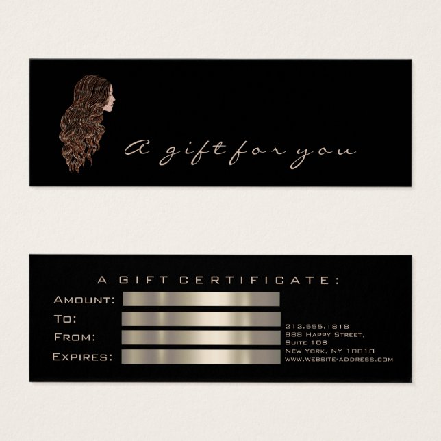 Geschenkgutschein Elfenbein Friseur Makeup Black (Vorne & Hinten)