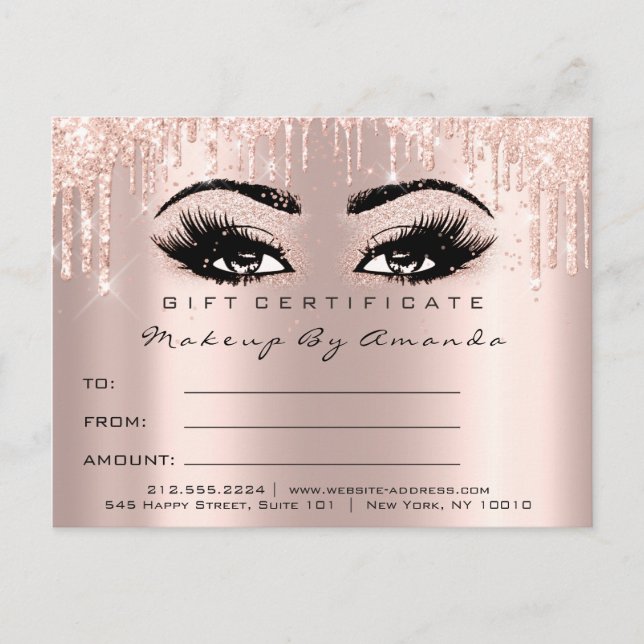 Geschenkgutschein Eyelashes Confetti Makeup Glam Postkarte (Vorderseite)