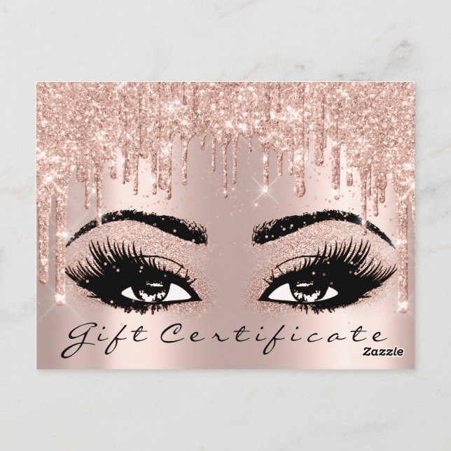 Geschenkgutschein Eyelashes Confetti Makeup Glam Postkarte (Rückseite)