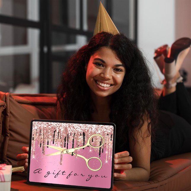 Geschenkgutschein Friseur Friseursalon Rosa Visitenkarte (Gift Certificate Hairdresser Hairstylist Pink )