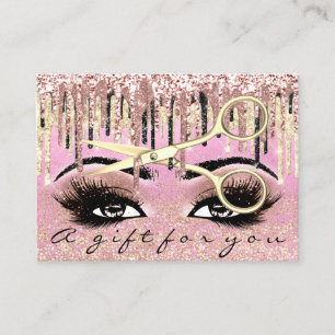 Geschenkgutschein Friseur Glitzer Gold-Makeup Visitenkarte