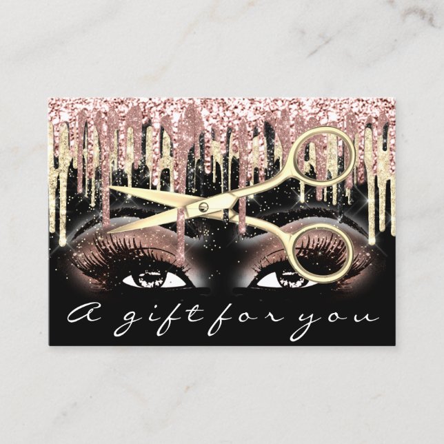 Geschenkgutschein Friseur Rose Black Makeup Visitenkarte (Vorderseite)