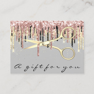 Geschenkgutschein Friseur Rose Gold Makeup Grau Visitenkarte