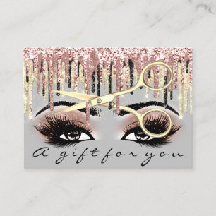 Geschenkgutschein Friseur Rose Grau Gold Makeup Visitenkarte