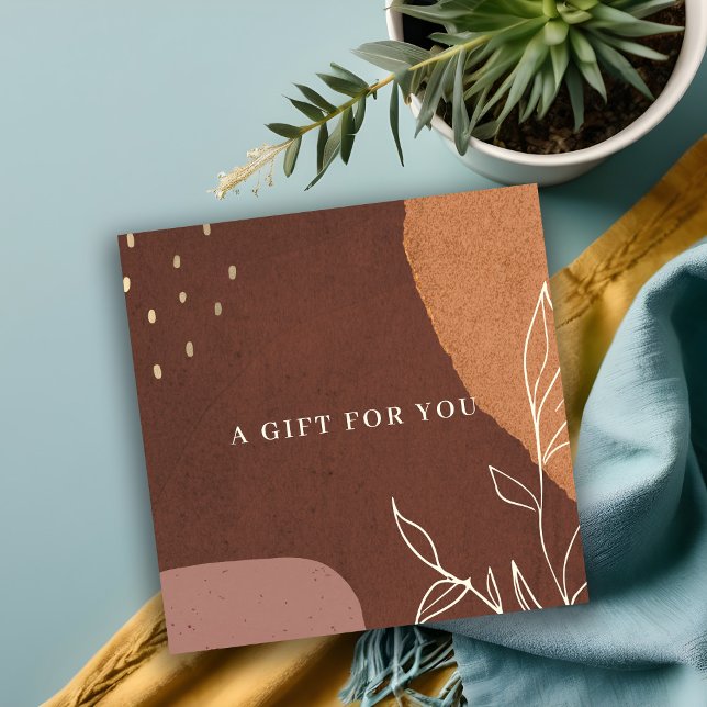 Geschenkgutschein für abstraktes Rostblätterblatt Quadratische Visitenkarte (Von Creator hochgeladen)