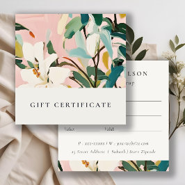 Geschenkgutschein für Aquamarin gestrichene Blüten Quadratische Visitenkarte