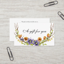 Geschenkgutschein für Aquarellblumen Visitenkarte