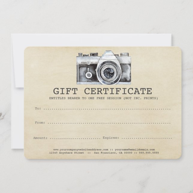Geschenkgutschein für berufliche Fotografen (Vorderseite)