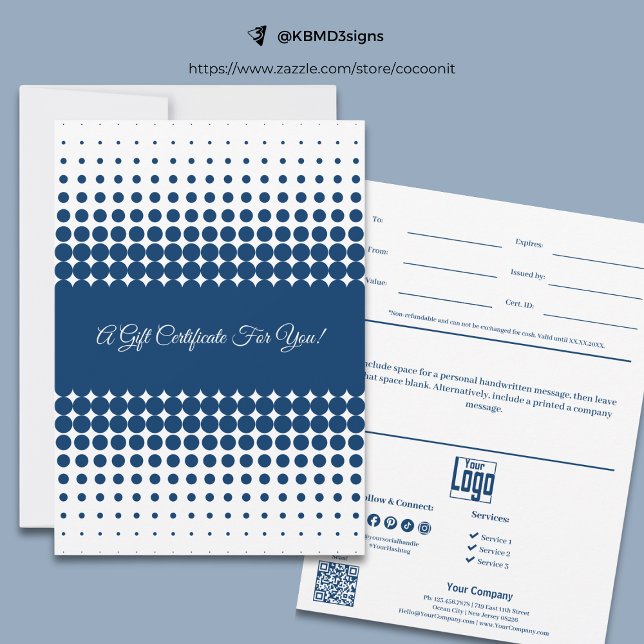 Geschenkgutschein für blaue Markenbezeichnungen (Business Blue White Brand Color Gift Certificate)