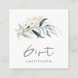 Geschenkgutschein für Blaugoldblättrige Botanische Quadratische Visitenkarte