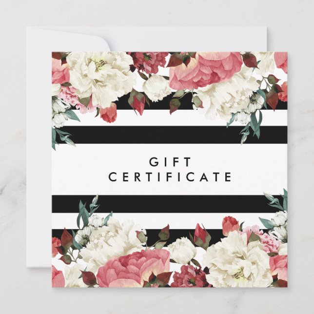 Geschenkgutschein für Blume und Streifen (Vorderseite)