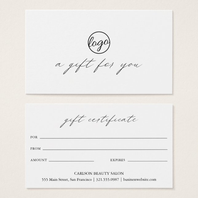 Geschenkgutschein für Chic Calligrafy (Vorne & Hinten)