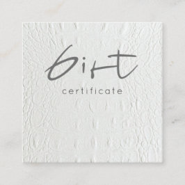 Geschenkgutschein für Chic Ivory White Leather Quadratische Visitenkarte