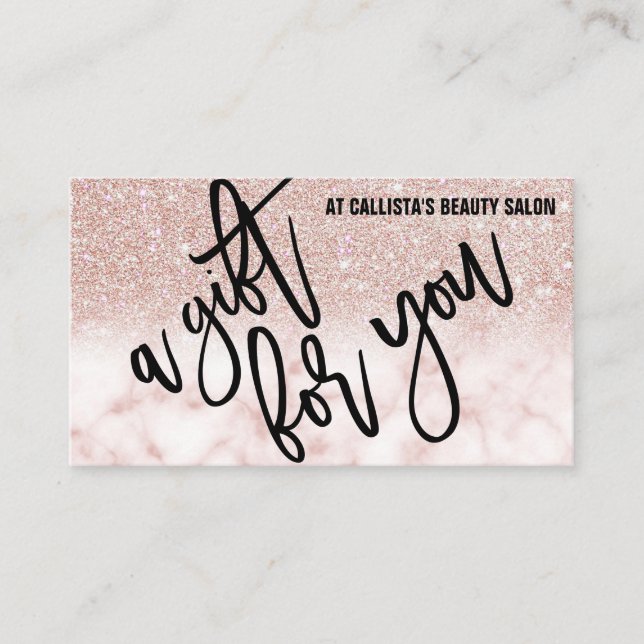 Geschenkgutschein für Chic Rose Gold Glitzer Visitenkarte (Vorderseite)