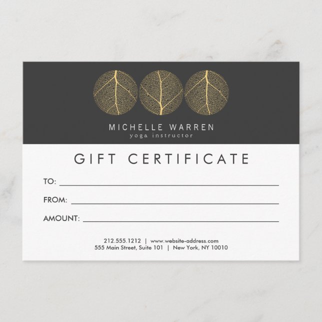 Geschenkgutschein für das elegante Gold Leaf Trio- (Vorderseite)