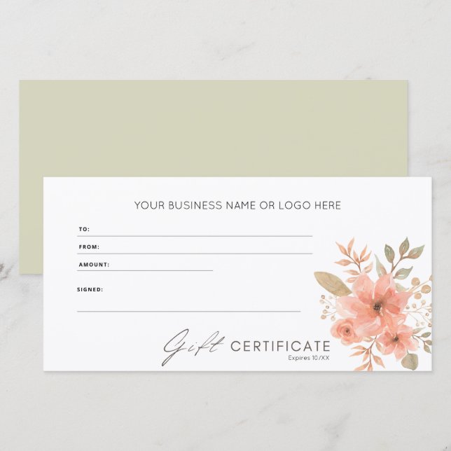 Geschenkgutschein für das elegante Peach Floral Lo (Vorne/Hinten)