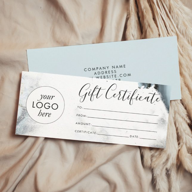 Geschenkgutschein für das Geschenk von Ice Blue Gr (Ice Blue Gray Black Marble Gift Certificate)