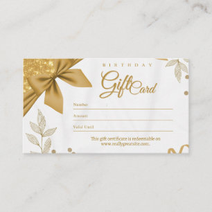 Geschenkgutschein für das weiße Logo der goldfarbe Begleitkarte